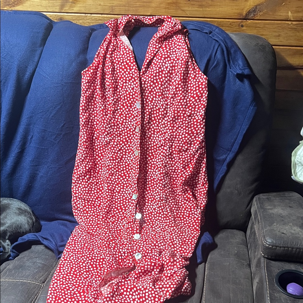 Red Polka Dot High Low Dress